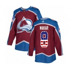Men's Colorado Avalanche #8 Cale Makar Authentic Burgundy Red USA Flag Fashion Hockey Jersey