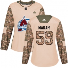 Women's Adidas Colorado Avalanche #59 Cale Makar Authentic Camo Veterans Day Practice NHL Jersey