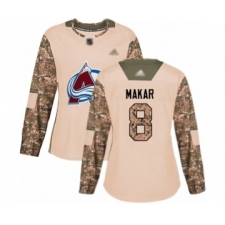 Women's Colorado Avalanche #8 Cale Makar Authentic Camo Veterans Day Practice Hockey Jersey