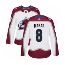 Women's Colorado Avalanche #8 Cale Makar Authentic White Away Hockey Jersey