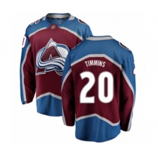 Youth Colorado Avalanche #20 Conor Timmins Authentic Maroon Home Fanatics Branded Breakaway Hockey Jersey