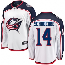 Youth Columbus Blue Jackets #14 Jordan Schroeder Fanatics Branded White Away Breakaway NHL Jersey