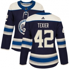 Women's Adidas Columbus Blue Jackets #42 Alexandre Texier Authentic Navy Blue Alternate NHL Jersey