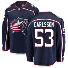 Men's Columbus Blue Jackets #53 Gabriel Carlsson Fanatics Branded Navy Blue Home Breakaway NHL Jersey