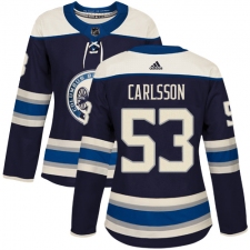 Women's Adidas Columbus Blue Jackets #53 Gabriel Carlsson Authentic Navy Blue Alternate NHL Jersey