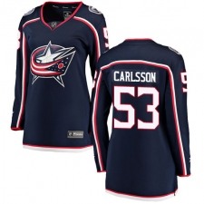 Women's Columbus Blue Jackets #53 Gabriel Carlsson Fanatics Branded Navy Blue Home Breakaway NHL Jersey