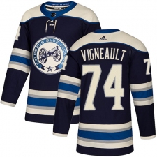 Men's Adidas Columbus Blue Jackets #74 Sam Vigneault Authentic Navy Blue Alternate NHL Jersey