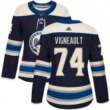 Women's Adidas Columbus Blue Jackets #74 Sam Vigneault Authentic Navy Blue Alternate NHL Jersey