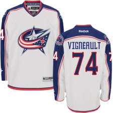 Women's Reebok Columbus Blue Jackets #74 Sam Vigneault Authentic White Away NHL Jersey