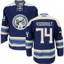 Women's Reebok Columbus Blue Jackets #74 Sam Vigneault Premier Navy Blue Third NHL Jersey