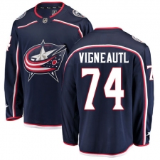 Youth Columbus Blue Jackets #74 Sam Vigneault Authentic Navy Blue Home Fanatics Branded Breakaway NHL Jersey