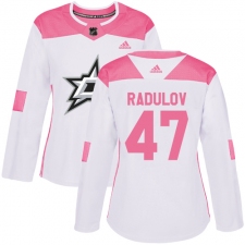Women's Adidas Dallas Stars #47 Alexander Radulov Authentic White/Pink Fashion NHL Jersey