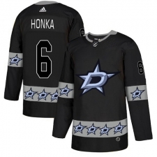 Men's Adidas Dallas Stars #6 Julius Honka Authentic Black Team Logo Fashion NHL Jersey