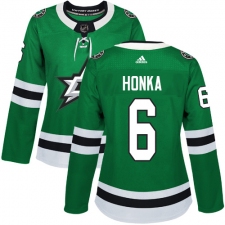 Women's Adidas Dallas Stars #6 Julius Honka Premier Green Home NHL Jersey
