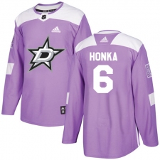 Youth Adidas Dallas Stars #6 Julius Honka Authentic Purple Fights Cancer Practice NHL Jersey