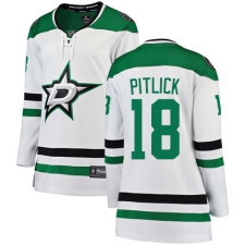 Women's Dallas Stars #18 Tyler Pitlick Authentic White Away Fanatics Branded Breakaway NHL Jersey