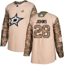 Youth Adidas Dallas Stars #28 Stephen Johns Authentic Camo Veterans Day Practice NHL Jersey