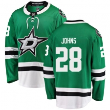 Youth Dallas Stars #28 Stephen Johns Authentic Green Home Fanatics Branded Breakaway NHL Jersey