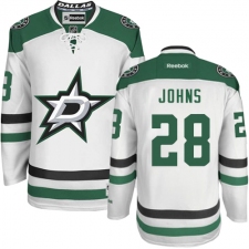 Youth Reebok Dallas Stars #28 Stephen Johns Authentic White Away NHL Jersey