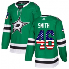 Men's Adidas Dallas Stars #46 Gemel Smith Authentic Green USA Flag Fashion NHL Jersey