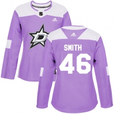 Women's Adidas Dallas Stars #46 Gemel Smith Authentic Purple Fights Cancer Practice NHL Jersey