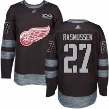 Men's Adidas Detroit Red Wings #27 Michael Rasmussen Authentic Black 1917-2017 100th Anniversary NHL Jersey