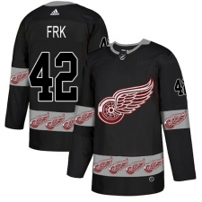 Men's Adidas Detroit Red Wings #42 Martin Frk Authentic Black Team Logo Fashion NHL Jersey