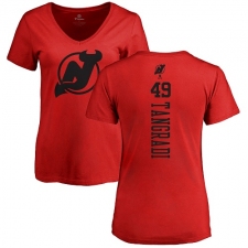 NHL Women's Adidas New Jersey Devils #49 Eric Tangradi Red One Color Backer T-Shirt