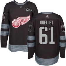 Men's Adidas Detroit Red Wings #61 Xavier Ouellet Authentic Black 1917-2017 100th Anniversary NHL Jersey