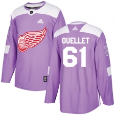 Men's Adidas Detroit Red Wings #61 Xavier Ouellet Authentic Purple Fights Cancer Practice NHL Jersey