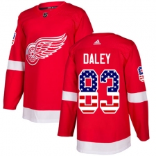 Youth Adidas Detroit Red Wings #83 Trevor Daley Authentic Red USA Flag Fashion NHL Jersey