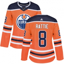 Women's Adidas Edmonton Oilers #8 Ty Rattie Authentic Orange Home NHL Jersey