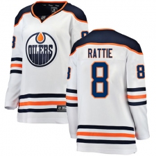 Women's Edmonton Oilers #8 Ty Rattie Authentic White Away Fanatics Branded Breakaway NHL Jersey