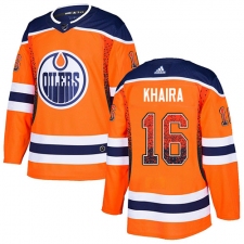 Men's Adidas Edmonton Oilers #16 Jujhar Khaira Authentic Orange Drift Fashion NHL Jersey