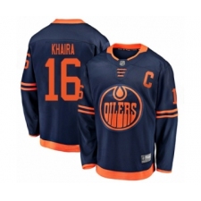 Men's Edmonton Oilers #16 Jujhar Khaira Authentic Navy Blue Alternate Fanatics Branded Breakaway Hockey Jersey