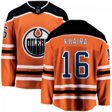 Youth Edmonton Oilers #16 Jujhar Khaira Fanatics Branded Orange Home Breakaway NHL Jersey