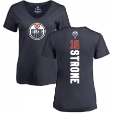 NHL Women's Adidas Edmonton Oilers #18 Ryan Strome Navy Blue Backer Slim Fit V-Neck T-Shirt