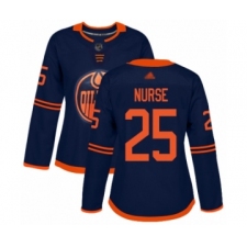 Women's Edmonton Oilers #25 Darnell Nurse Authentic Navy Blue Alternate Hockey Jersey