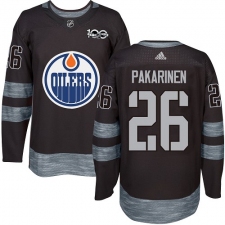 Men's Adidas Edmonton Oilers #26 Iiro Pakarinen Authentic Black 1917-2017 100th Anniversary NHL Jersey