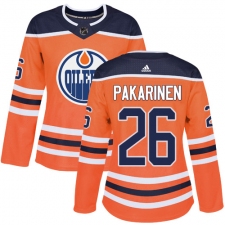 Women's Adidas Edmonton Oilers #26 Iiro Pakarinen Authentic Orange Home NHL Jersey