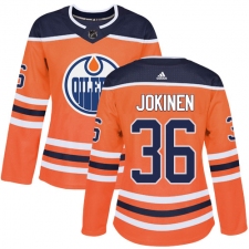 Women's Adidas Edmonton Oilers #36 Jussi Jokinen Authentic Orange Home NHL Jersey