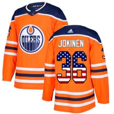 Youth Adidas Edmonton Oilers #36 Jussi Jokinen Authentic Orange USA Flag Fashion NHL Jersey