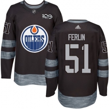 Men's Adidas Edmonton Oilers #51 Brian Ferlin Authentic Black 1917-2017 100th Anniversary NHL Jersey