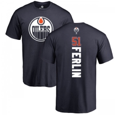NHL Adidas Edmonton Oilers #51 Brian Ferlin Navy Blue Backer T-Shirt