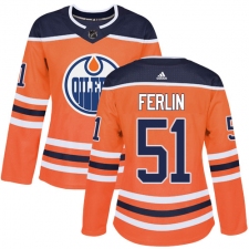 Women's Adidas Edmonton Oilers #51 Brian Ferlin Authentic Orange Home NHL Jersey