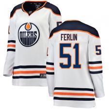 Women's Edmonton Oilers #51 Brian Ferlin Authentic White Away Fanatics Branded Breakaway NHL Jersey