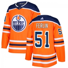 Youth Adidas Edmonton Oilers #51 Brian Ferlin Authentic Orange Home NHL Jersey