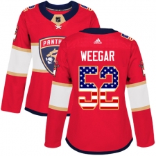 Women's Adidas Florida Panthers #52 MacKenzie Weegar Authentic Red USA Flag Fashion NHL Jersey
