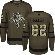 Men's Adidas Florida Panthers #62 Denis Malgin Authentic Green Salute to Service NHL Jersey