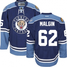 Men's Reebok Florida Panthers #62 Denis Malgin Authentic Navy Blue Third NHL Jersey